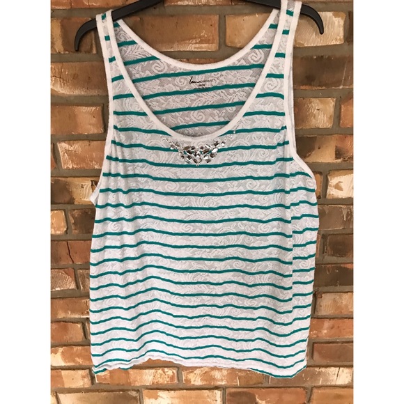 Lane Bryant Women’s Plus Size Teal and White Striped Tank Top Size 22/24 - Picture 5 of 6